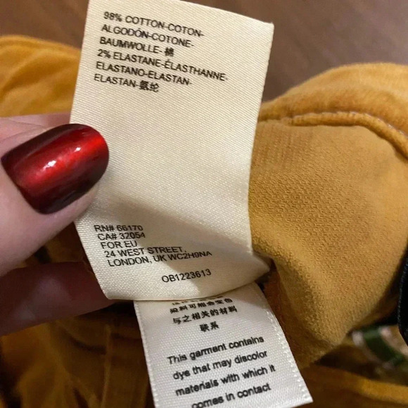 Anthropologie pilcro skinny high rise button fly yellow corduroy pants size 27 - Picture 9 of 10